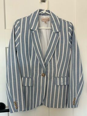 Philosophy Republic Clothing Blue White Stripe Linen Blazer Jacket S